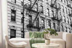 Fototapeta: Kamienica ze schodami w stylu vintage