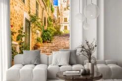 Fototapeta: Kamienne schody w hiszpańskim miasteczku