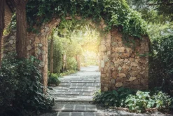 Fototapeta: Kamienny łuk porośnięty roślinnością
