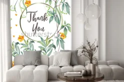 Fototapeta: Karta botaniczna z liści monstera, kwiaty. pojęcie ornament wiosny.