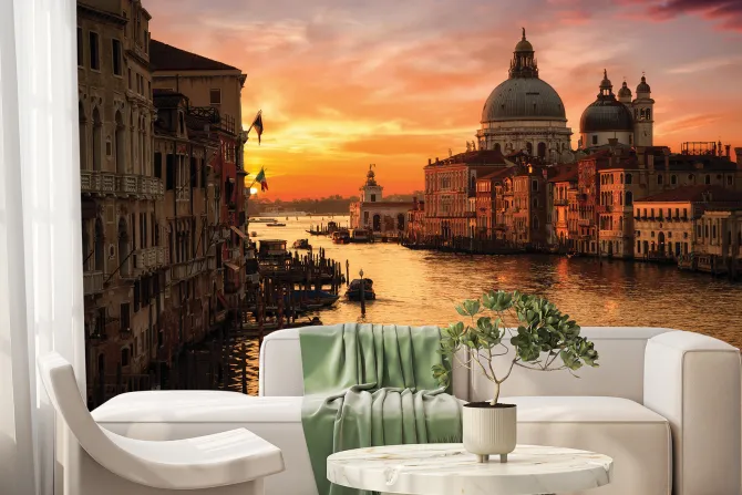 Fototapeta: Katedra w wenecji na tle zachodu słońca