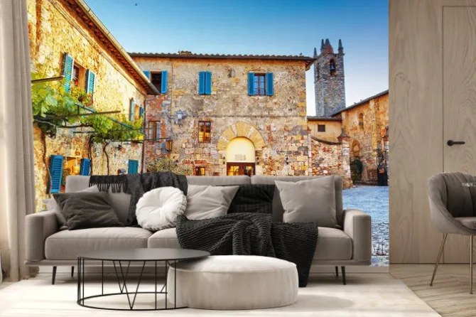 Fototapeta: Kawiarnia na urokliwym placu we włoszech