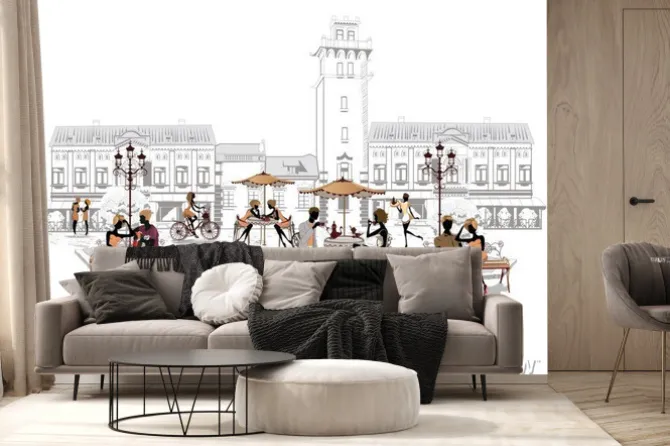 Fototapeta: Kawiarniany ogródek w mieście