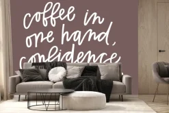 Fototapeta: Kawowe napisy na brązowym tle