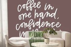 Fototapeta: Kawowe napisy na brązowym tle