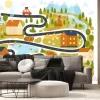 Fototapeta: Kids map of cute village for travel adventure vector illustration.