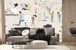 Fototapeta: Kids science with physics and chemistry exploring tiny person