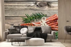 Fototapeta: Kiełbasa wędzona kabanos - tradycyjna kiełbasa cienka