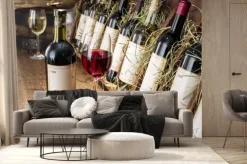 Fototapeta: Kieliszek wina i butelka wina.