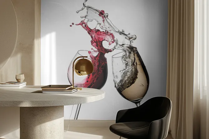 Fototapeta: Kieliszek z białym i czerwonym winem