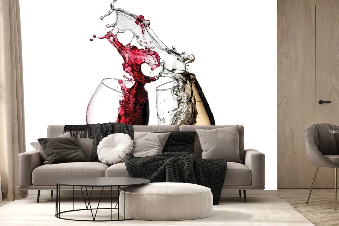 Fototapeta: Kieliszek z białym i czerwonym winem