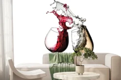 Fototapeta: Kieliszek z białym i czerwonym winem