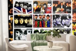 Fototapeta: Kirziguistan - około 2001 kolekcja znaczków wydrukowanych w kirziguistan