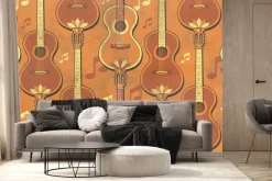 Fototapeta: Klasyczne gitary na tle nut