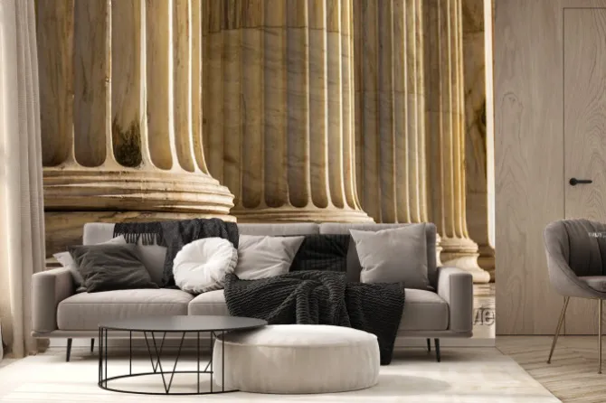 Fototapeta: Klasyczny marmurowy filar szczegółowo na elewacji budynku