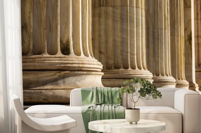 Fototapeta: Klasyczny marmurowy filar szczegółowo na elewacji budynku