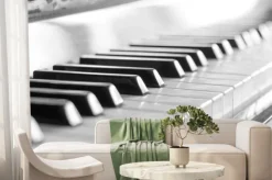 Fototapeta: Klawiatura fortepianu. czarno-biały obraz z selektywnej focus