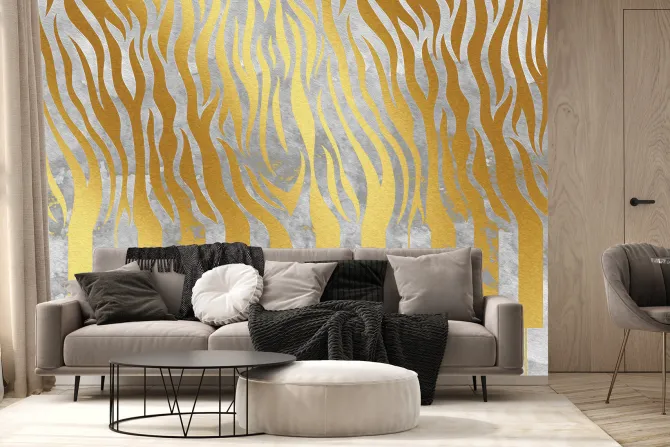 Fototapeta: Klawisze fortepianu z imitacją złotej zebry