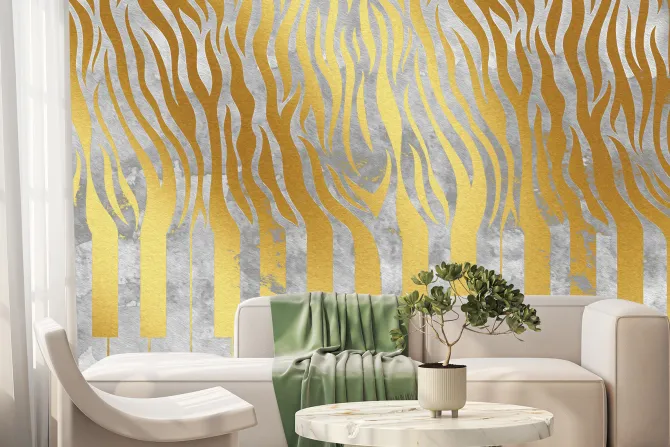 Fototapeta: Klawisze fortepianu z imitacją złotej zebry