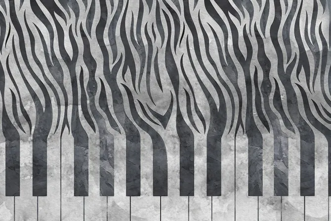 Fototapeta: Klawisze pianina z imitacją zebry