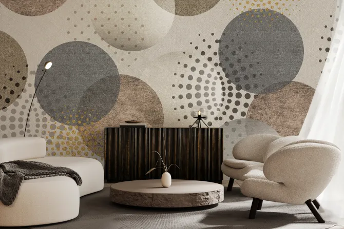 Fototapeta: Koła i kropki geometryczny deseń z teksturowym tłem nowoczesny