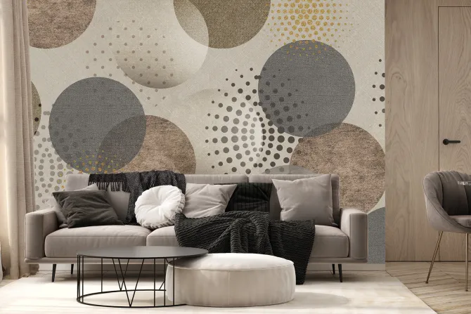 Fototapeta: Koła i kropki geometryczny deseń z teksturowym tłem nowoczesny