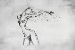 Fototapeta: Kobieca sylwetka w stylu akwareli na betonowym tle w szarości