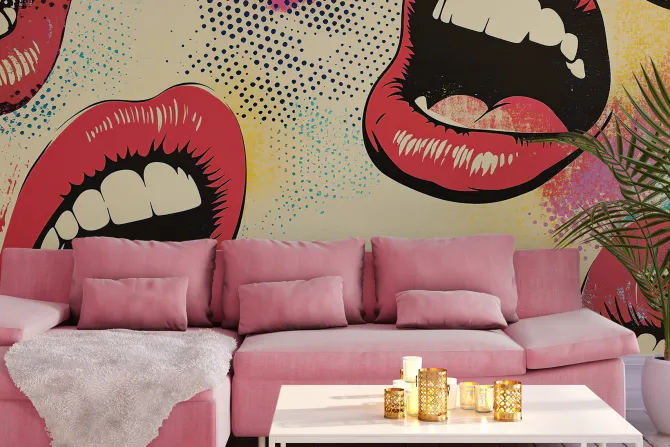 Fototapeta: Kobiece usta w stylu pop art