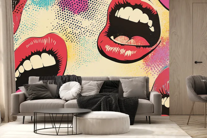 Fototapeta: Kobiece usta w stylu pop art