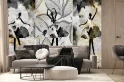 Fototapeta: Kobieta baletnica na tle liści