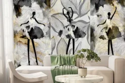 Fototapeta: Kobieta baletnica na tle liści