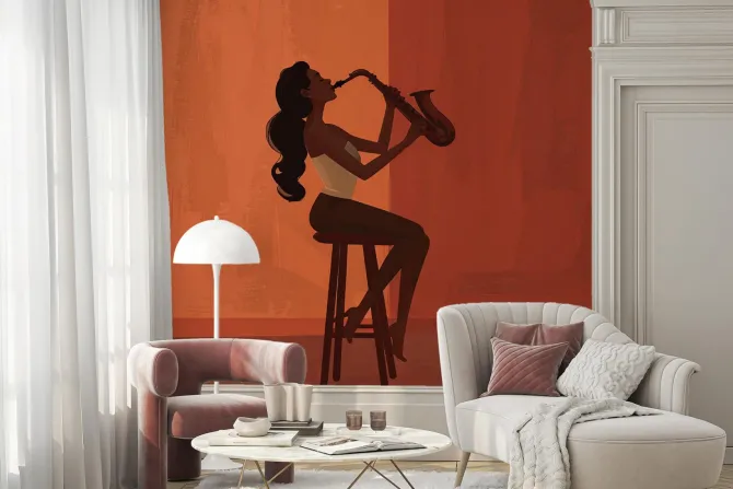 Fototapeta: Kobieta grająca na saksofonie