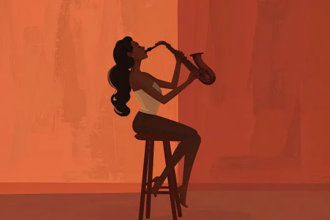 Fototapeta: Kobieta grająca na saksofonie