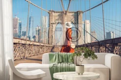 Fototapeta: Kobieta na moście brooklyn bridge