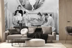 Fototapeta: Kobieta podczas zabiegów kosmetycznych w stylu retro