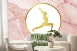 Fototapeta: Kobieta podczas jogi na różowym marmurze