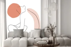 Fototapeta: Kobieta siedząca tyłem rysowana jedną linią