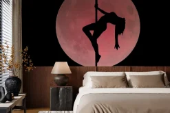 Fototapeta: Kobieta tańcząca na rurze w pełni księżyca