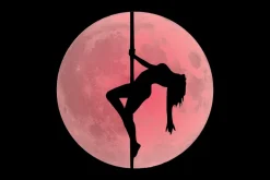 Fototapeta: Kobieta tańcząca na rurze w pełni księżyca