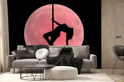 Fototapeta: Kobieta tańcząca na rurze w pełni księżyca