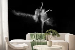 Fototapeta: Kobieta tańcząca balet na czarnym tle