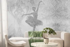 Fototapeta: Kobieta tańcząca balet na betonowym ornamencie