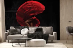 Fototapeta: Kobieta w czerwonej sukni w ruchu flamenco artystyczny motyw