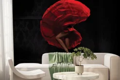 Fototapeta: Kobieta w czerwonej sukni w ruchu flamenco artystyczny motyw
