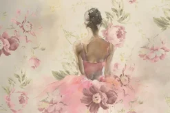 Fototapeta: Kobieta w różowej sukience wśród kwiatów