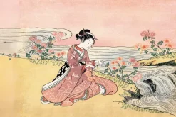 Fototapeta: Kobieta wśród kwiatów w japońskim stylu