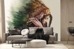 Fototapeta: Kobieta z abstrakcyjnym pióropuszem