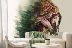 Fototapeta: Kobieta z abstrakcyjnym pióropuszem