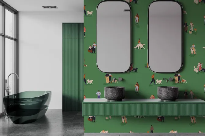 Fototapeta: Kobiety i mężczyźni z psami spacer