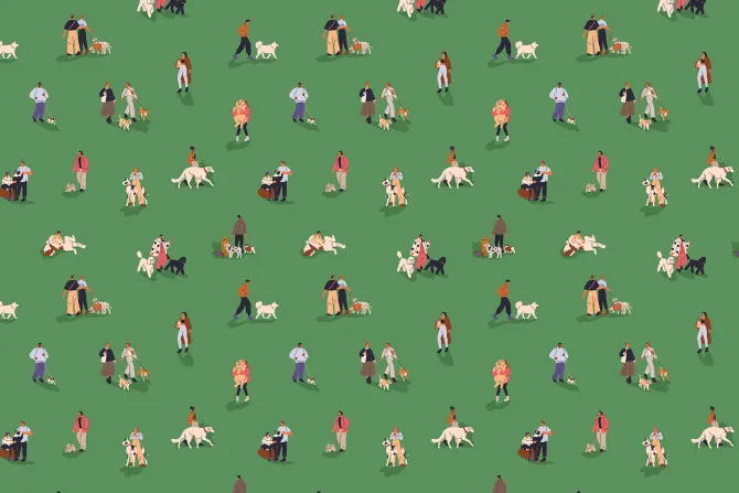 Fototapeta: Kobiety i mężczyźni z psami spacer